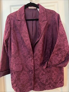 Textured Floral Blazer Jacket by First Issue Liz Clairborne